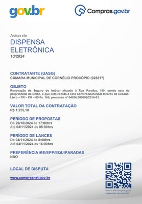 Aviso de Dispensa Eletrônica - 10/2024